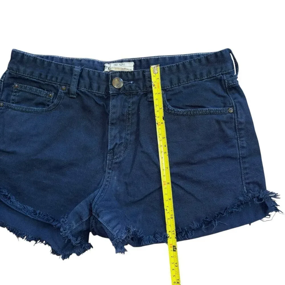 Free people Navy Frayed Distressed Shorts Women's 29 Summer Casual Hippie Boho